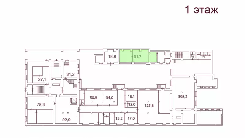 Аренда офиса 51.7 кв.метров, 1 этаж-99. План объекта