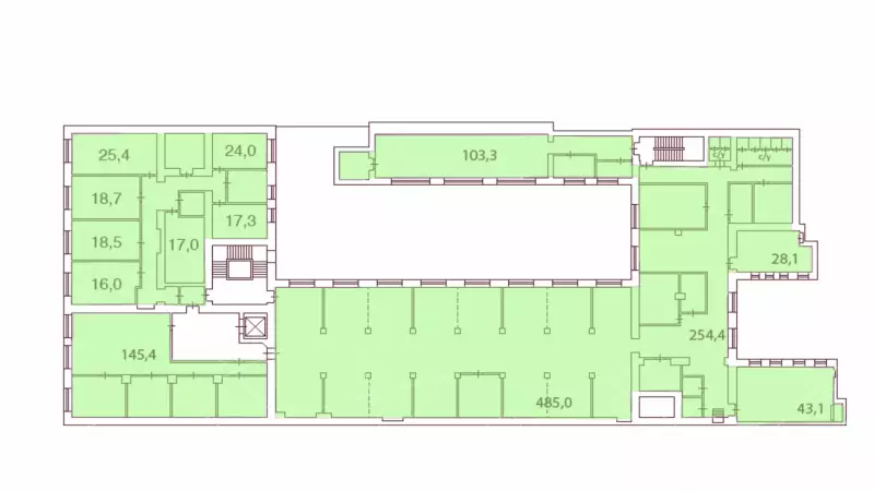 Аренда офиса 1300.1 кв.метров, 3 этаж-99. План объекта