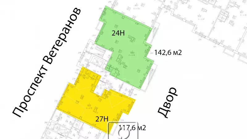 Продажа фасадное 142.6 м2 1 этаж-99. План объекта