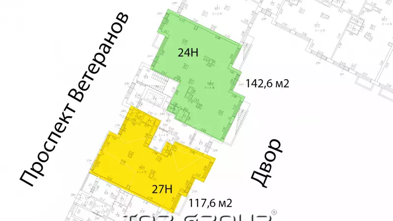 Продажа фасадное 117 м2 1 этаж-99. План объекта