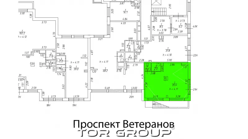 Продажа 38,8 м2, окна на фасад-99. План объекта