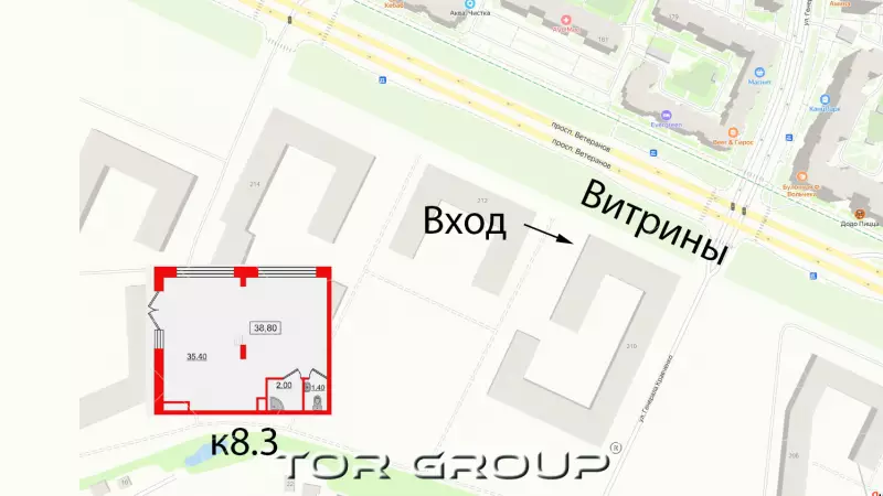 Продажа 38,8 м2, окна на фасад-98. Фото объекта