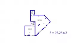 Продажа 97,28 м2 торговое, фасад-99. План объекта