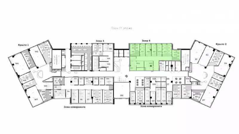 Аренда офиса 148 кв.метров, 11 этаж-99. План объекта