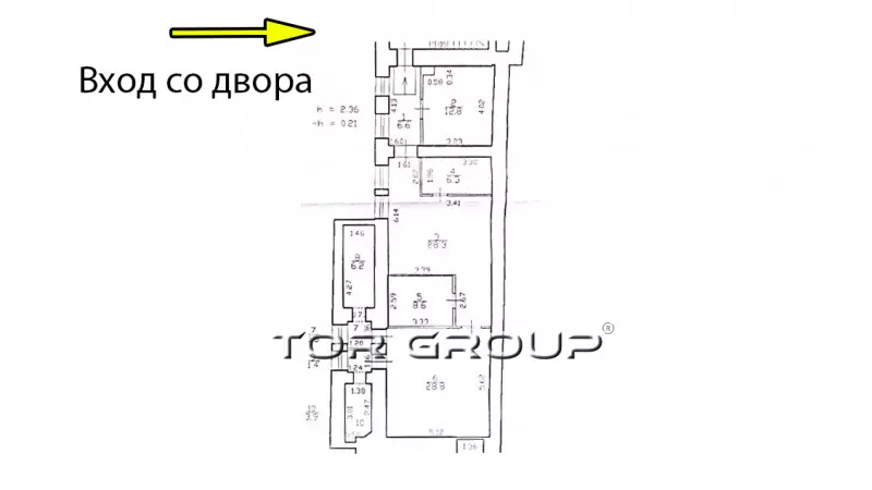 Аренда офиса 104.7 м2, 1 эт, с водой-99. План объекта