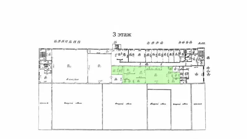 Теплый склад 350 м2, подъемник на 1,5 т-99. План объекта