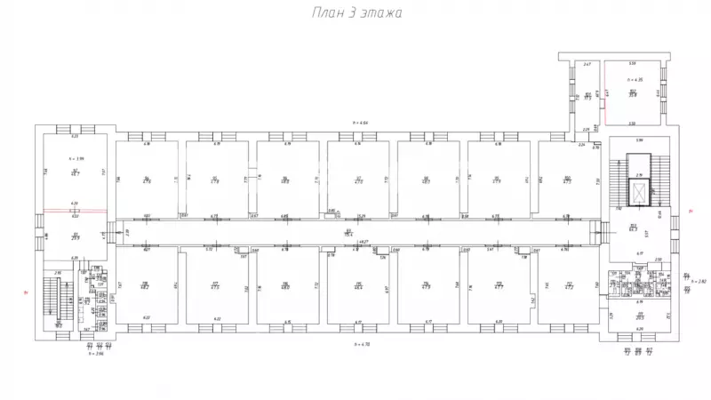 Аренда офиса 920 кв.метров, 3 этаж-99. План объекта