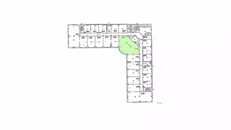 Аренда офиса 168 кв.метров, 3 этаж-99. План объекта