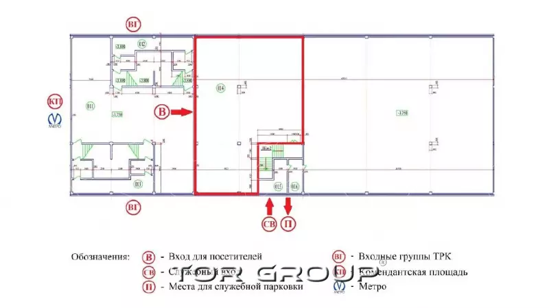 Торговое 297 м2 в ТЦ у метро-99. План объекта