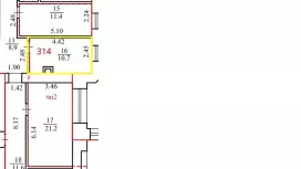 Аренда офиса 10.7 кв.метров, 3 этаж-99. План объекта