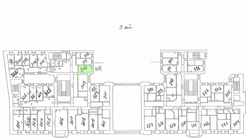 Аренда офиса 10.7 кв.метров, 3 этаж-99. План объекта