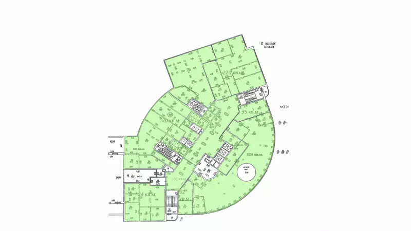 Аренда офиса 1500 кв.метров, 2 этаж-99. План объекта