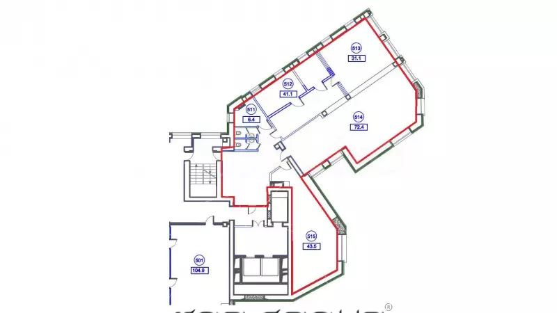 Офисный блок 231,9 м2-99. План объекта