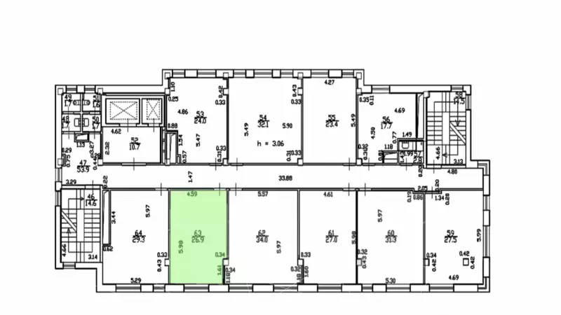 Аренда офиса 26.9 кв.метров, 3 этаж-99. План объекта
