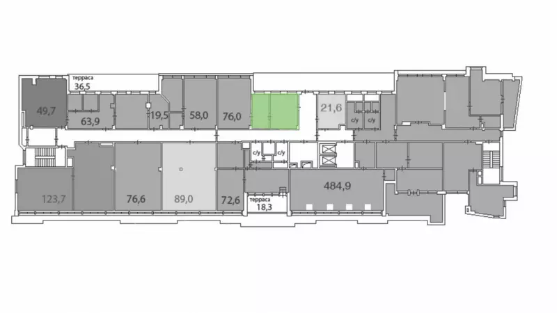 Аренда офиса 37 кв.метров, 4 этаж-99. План объекта