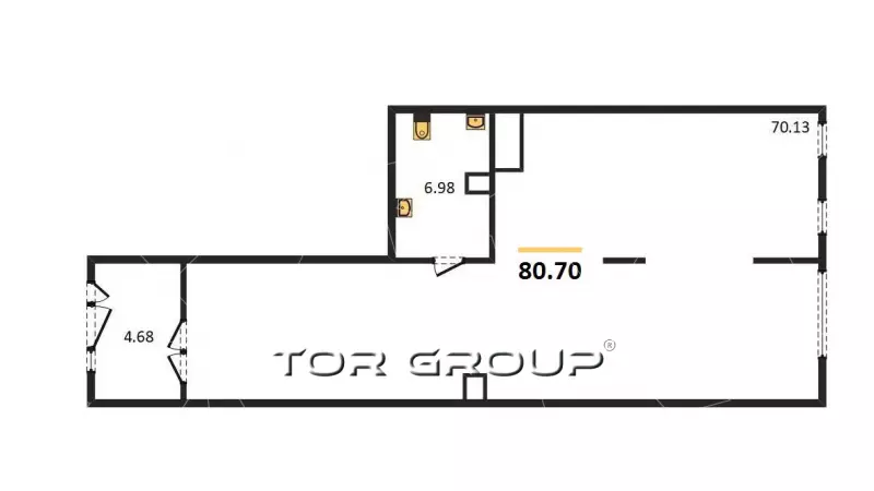 Продажа,торговое 80,7м2, корпус сдан-99. План объекта