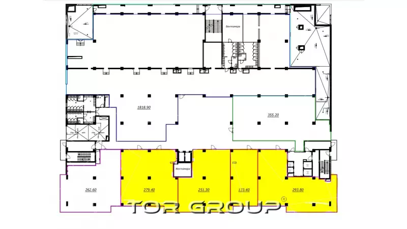 Аренда офиса 958 кв.метров, 5 этаж-99. План объекта