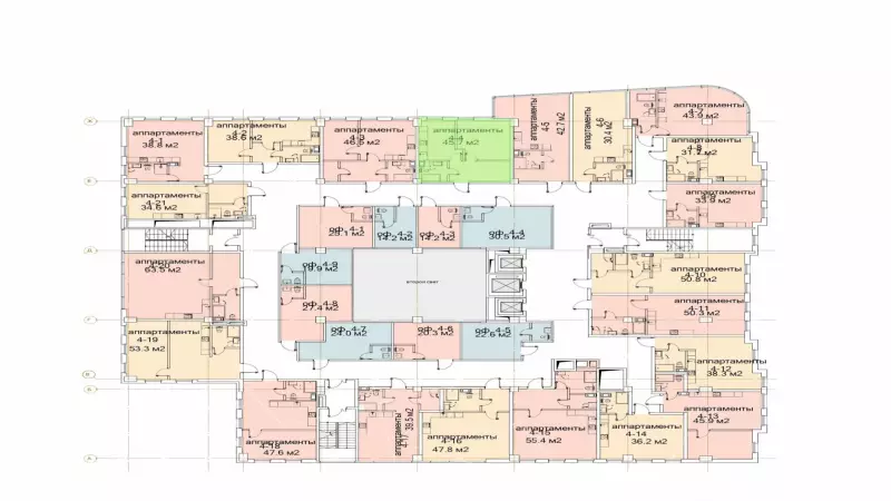 Продажа офиса 45.7 кв.метров, 4 этаж-99. План объекта
