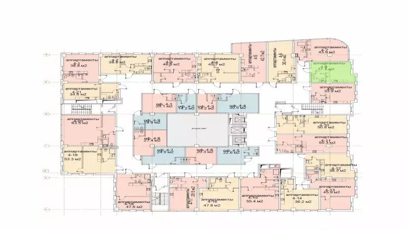 Продажа офиса 31.7 кв.метров, 4 этаж-99. План объекта