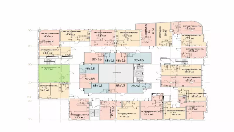 Продажа офиса 63.5 кв.метров, 4 этаж-99. План объекта