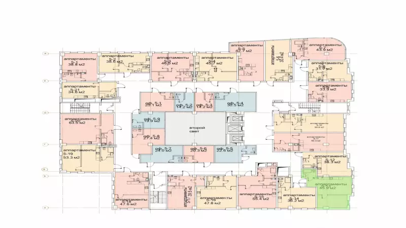 Продажа офиса 45.9 кв.метров, 5 этаж-99. План объекта