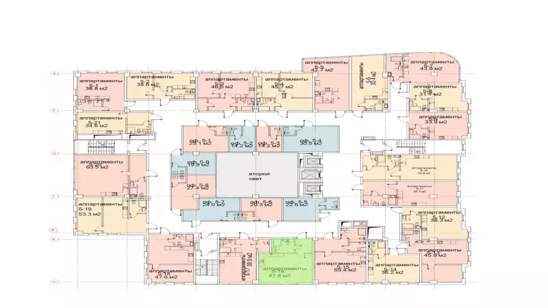 Продажа офиса 47.8 кв.метров, 5 этаж-99. План объекта