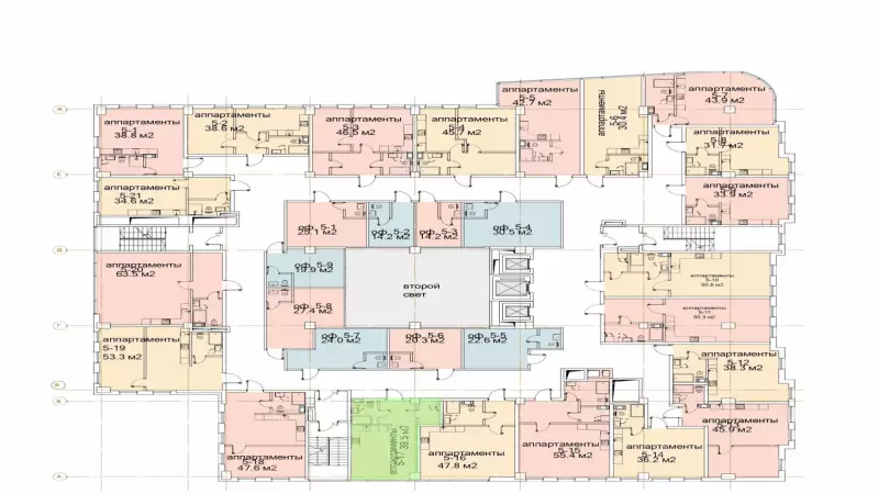 Продажа офиса 39.5 кв.метров, 5 этаж-99. План объекта