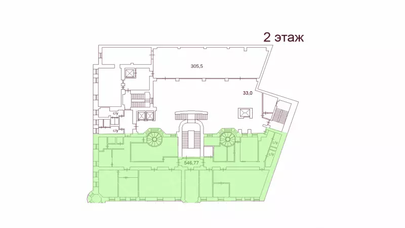 Аренда офиса 570.55 кв.метров, 2 этаж-99. План объекта