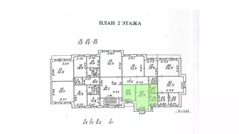 Аренда офиса 53.1 кв.метров, 2 этаж-99. План объекта