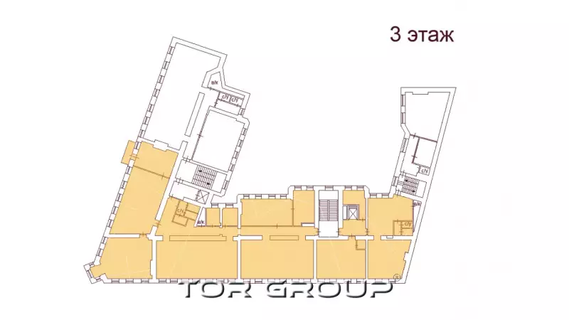 Аренда офиса 587.8 кв.метров, 3 этаж-99. План объекта