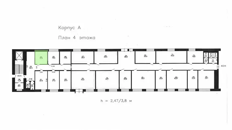Аренда офиса 15.5 кв.метров, 4 этаж-99. План объекта