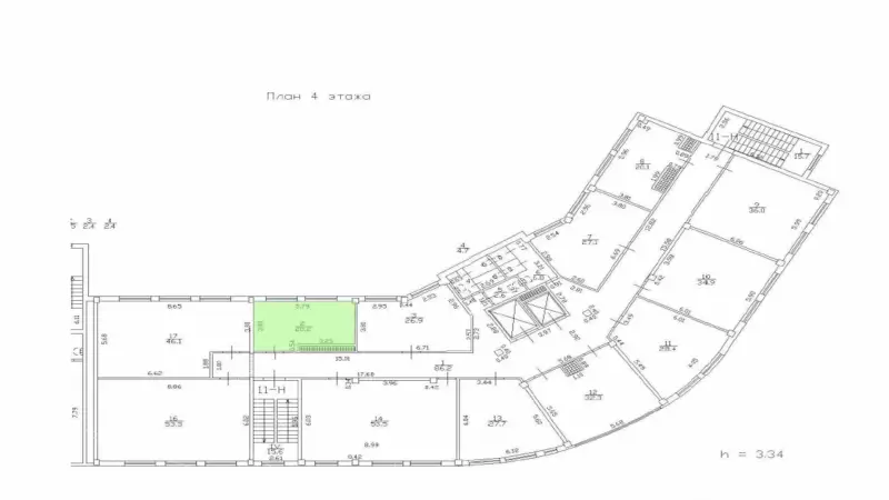 Аренда офиса 20.2 кв.метров, 4 этаж-99. План объекта