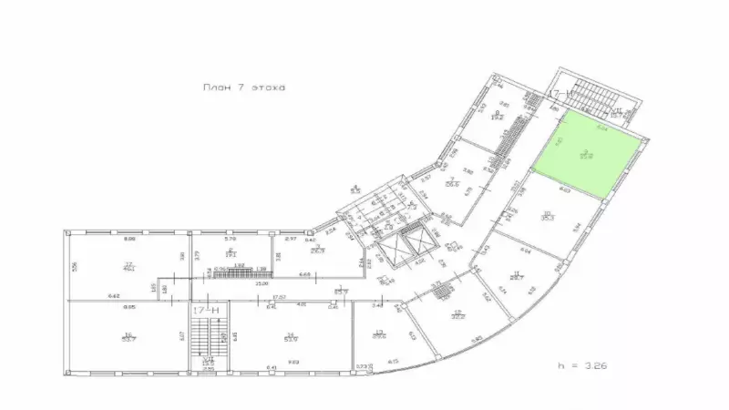 Аренда офиса 35.8 кв.метров, 7 этаж-99. План объекта