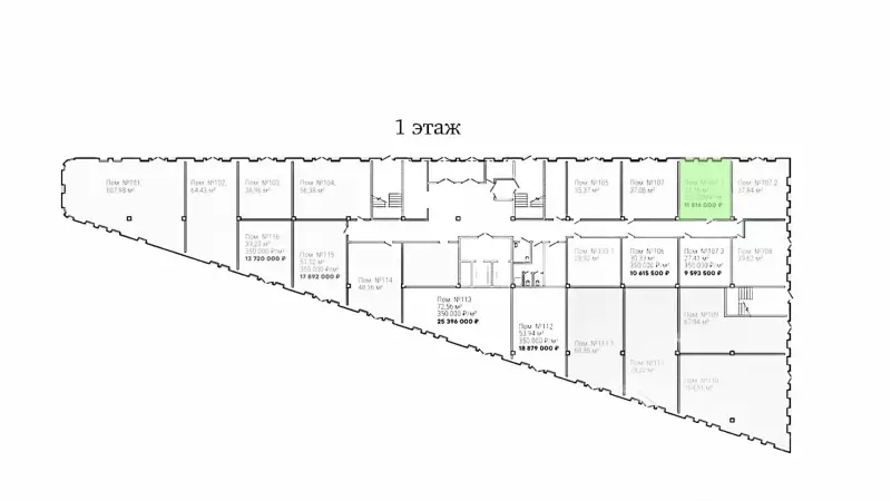 Продажа универсального помещения 37.35 кв.метров, 1 этаж-99. План объекта