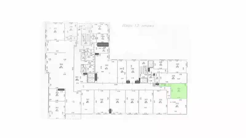 Аренда офиса 42.4 кв.метров, 13 этаж-99. План объекта