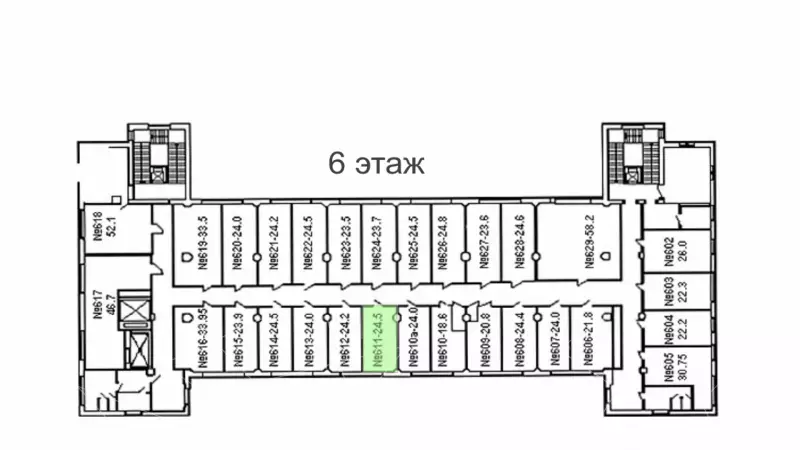 Аренда офиса 24.5 кв.метров, 6 этаж-99. План объекта