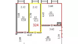 Аренда офиса 12.1 кв.метров, 3 этаж-99. План объекта