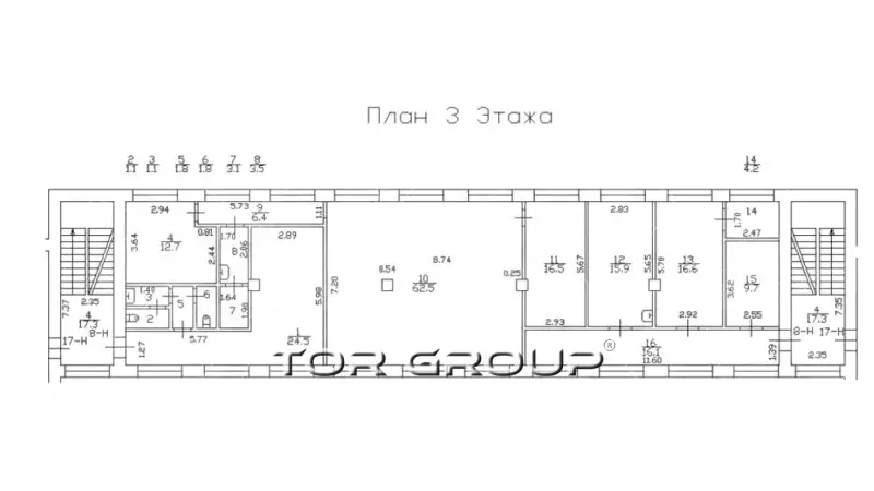 Аренда офиса 184 м2, кабинеты-99. План объекта