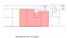 Производство/склад 341,7 м2, у лифта-99. План объекта