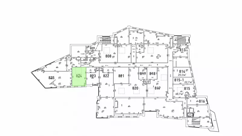 Аренда офиса 48 кв.метров, 8 этаж-99. План объекта