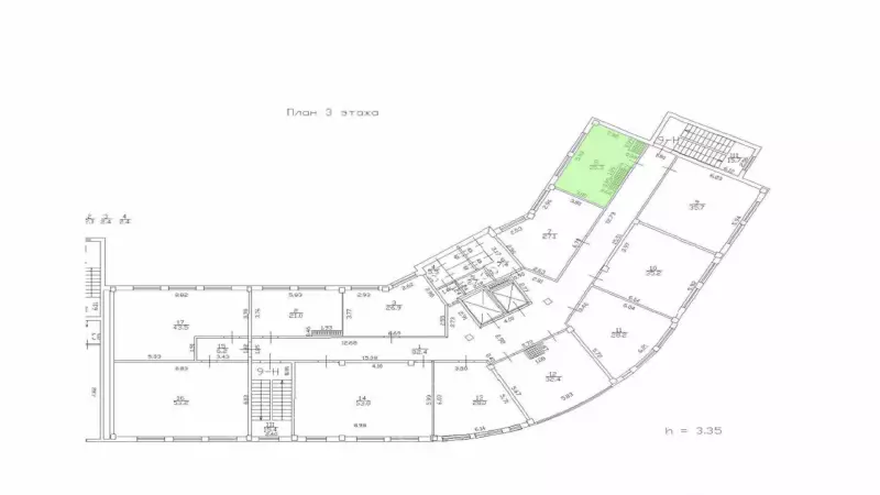 Аренда офиса 20.3 кв.метров, 3 этаж-99. План объекта