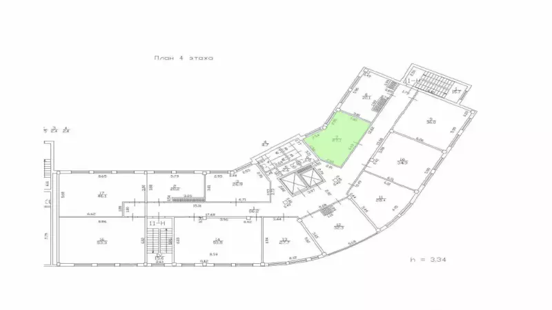 Аренда офиса 27.1 кв.метров, 4 этаж-99. План объекта