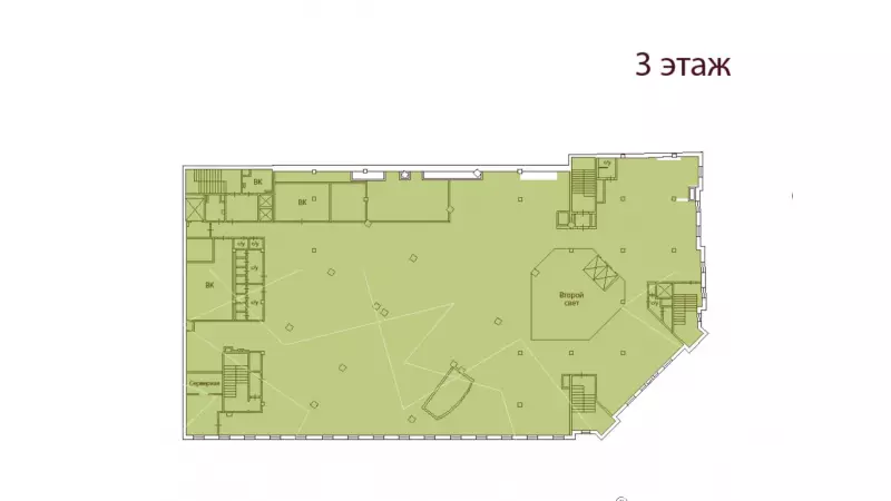Аренда офиса 1495.8 кв.метров, 3 этаж-99. План объекта