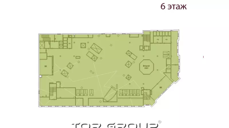 Аренда офиса 1330 кв.метров, 6 этаж-99. План объекта