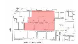 Аренда склада 185.9 кв.метров, 1 этаж-99. План объекта