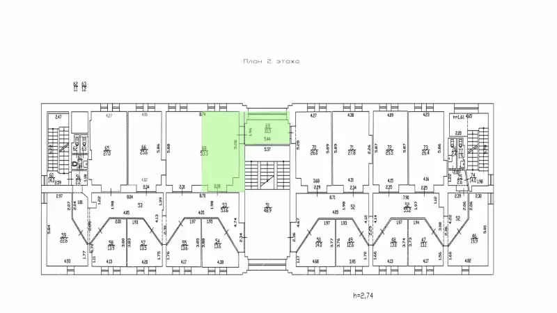 Аренда офиса 37 кв.метров, 2 этаж-99. План объекта