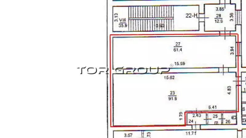 Аренда офиса 147.7 кв.метров, 5 этаж-99. План объекта