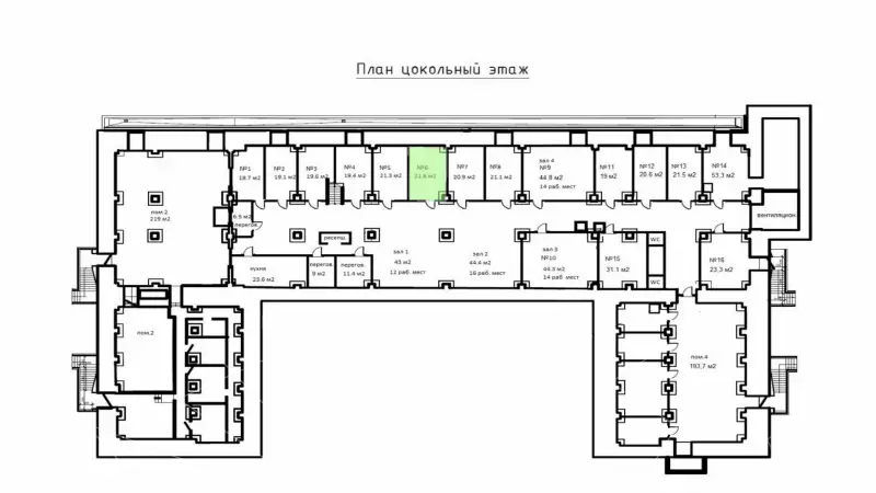 Аренда офиса 21.6 кв.метров, Цоколь этаж-99. План объекта