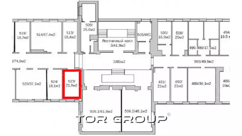 Аренда офиса 21.9 кв.метров, 5 этаж-99. План объекта