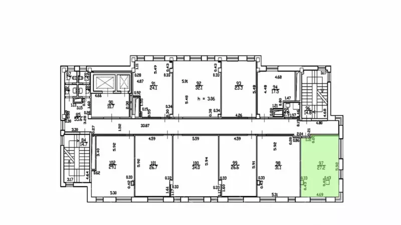 Аренда офиса 27.2 кв.метров, 5 этаж-99. План объекта